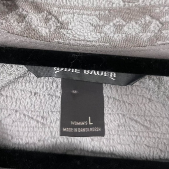 Eddie Bauer Gray Patterned Fleece Quarter Zip Sweater - Picture 4 of 4